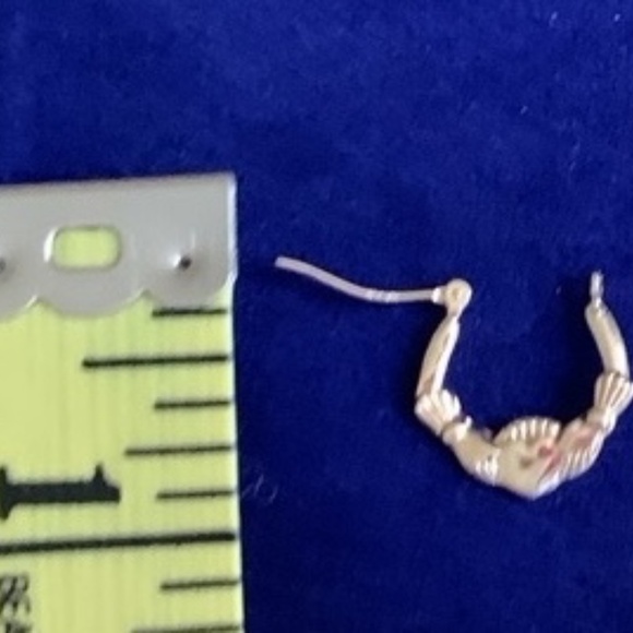 Dainty Claddagh Gold Hoop Earrings - Picture 9 of 9